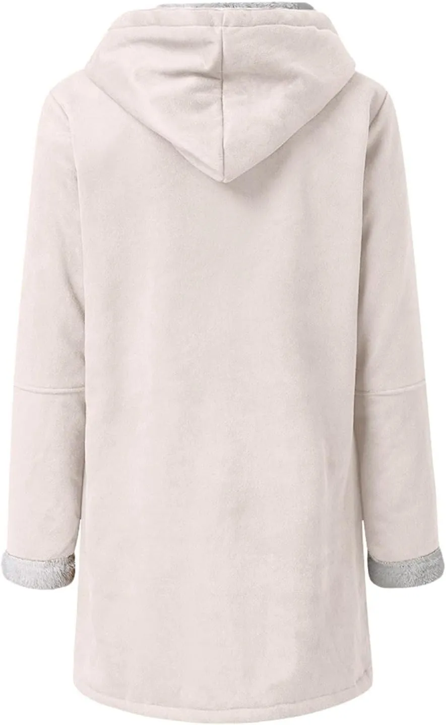 Womens Plus Size Winter Coats 2024, Warm Sherpa Fleece Lined Jackets, Hooded Parka Faux Suede Pea Coat, Long Cozy Outerwear