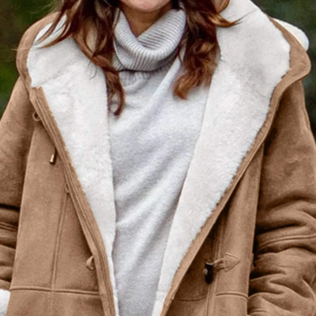 Womens Plus Size Winter Coats 2024, Warm Sherpa Fleece Lined Jackets, Hooded Parka Faux Suede Pea Coat, Long Cozy Outerwear