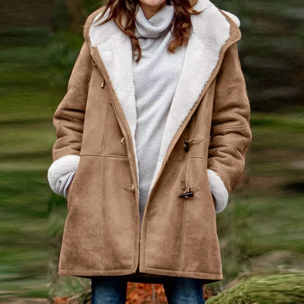 Womens Plus Size Winter Coats 2024, Warm Sherpa Fleece Lined Jackets, Hooded Parka Faux Suede Pea Coat, Long Cozy Outerwear