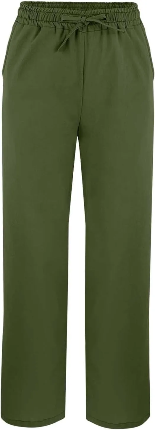 Womens Striped Linen Pants Lightweight Capri Summer Casual Beach Drawstring Elastic Waist Trousers with Pockets