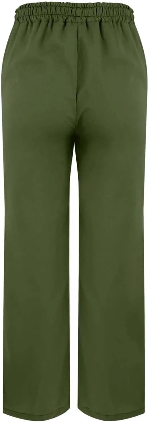 Womens Striped Linen Pants Lightweight Capri Summer Casual Beach Drawstring Elastic Waist Trousers with Pockets