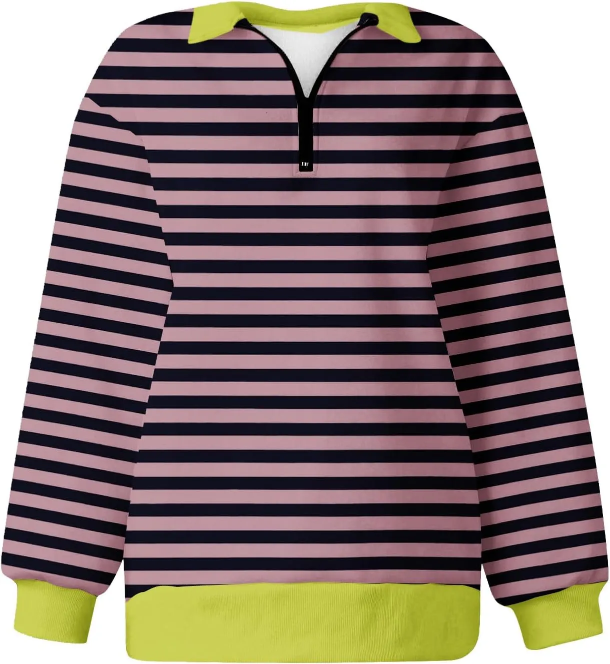 Women's Striped Oversized Hoodies,2024 Casual Cowl Neck Long Sleeve Fleece Sweatshirts,Pullover Tunic Cute Winter