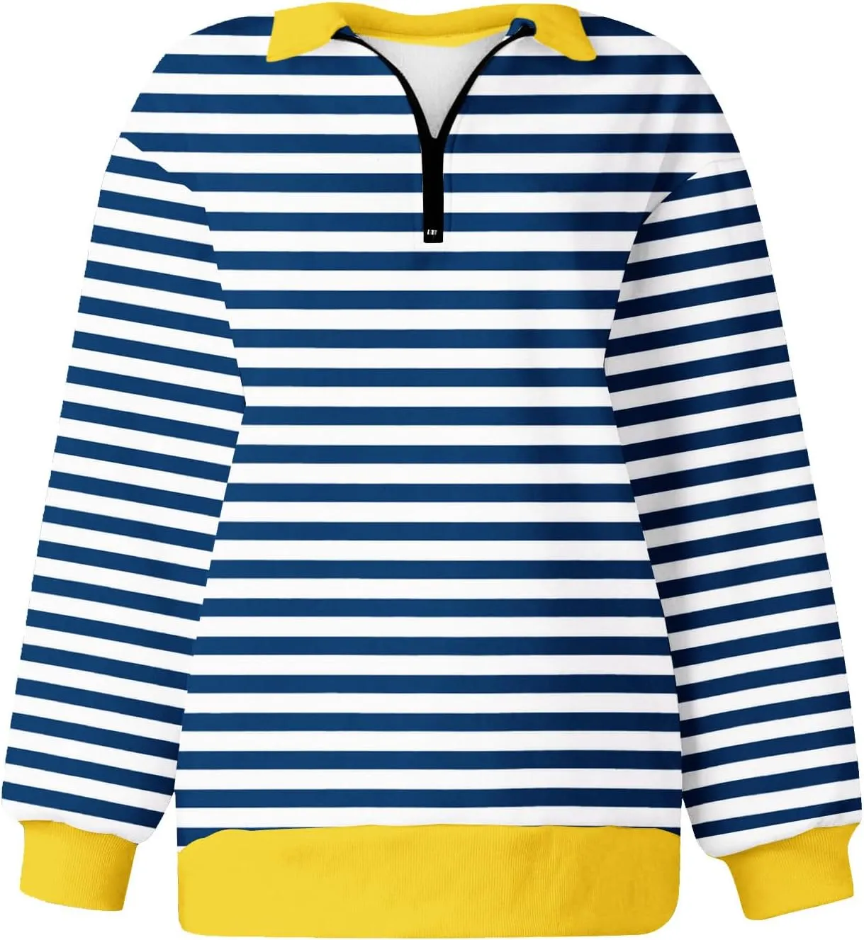 Women's Striped Oversized Hoodies,2024 Casual Cowl Neck Long Sleeve Fleece Sweatshirts,Pullover Tunic Cute Winter