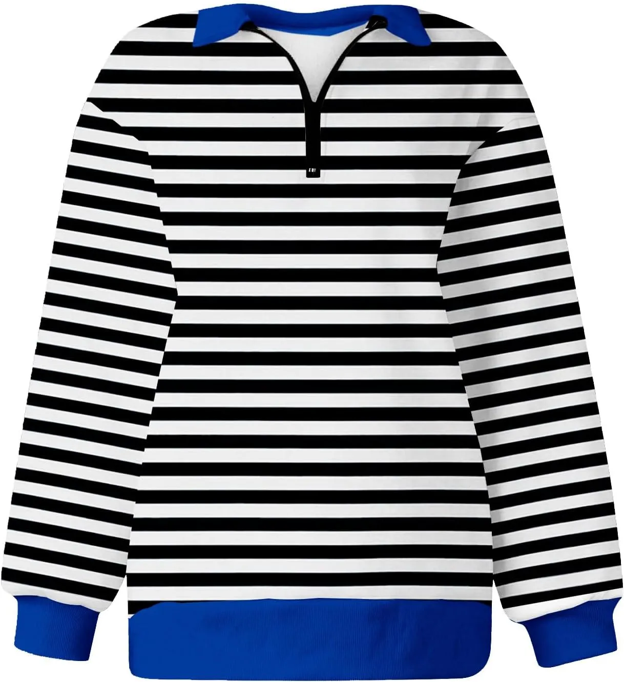 Women's Striped Oversized Hoodies,2024 Casual Cowl Neck Long Sleeve Fleece Sweatshirts,Pullover Tunic Cute Winter