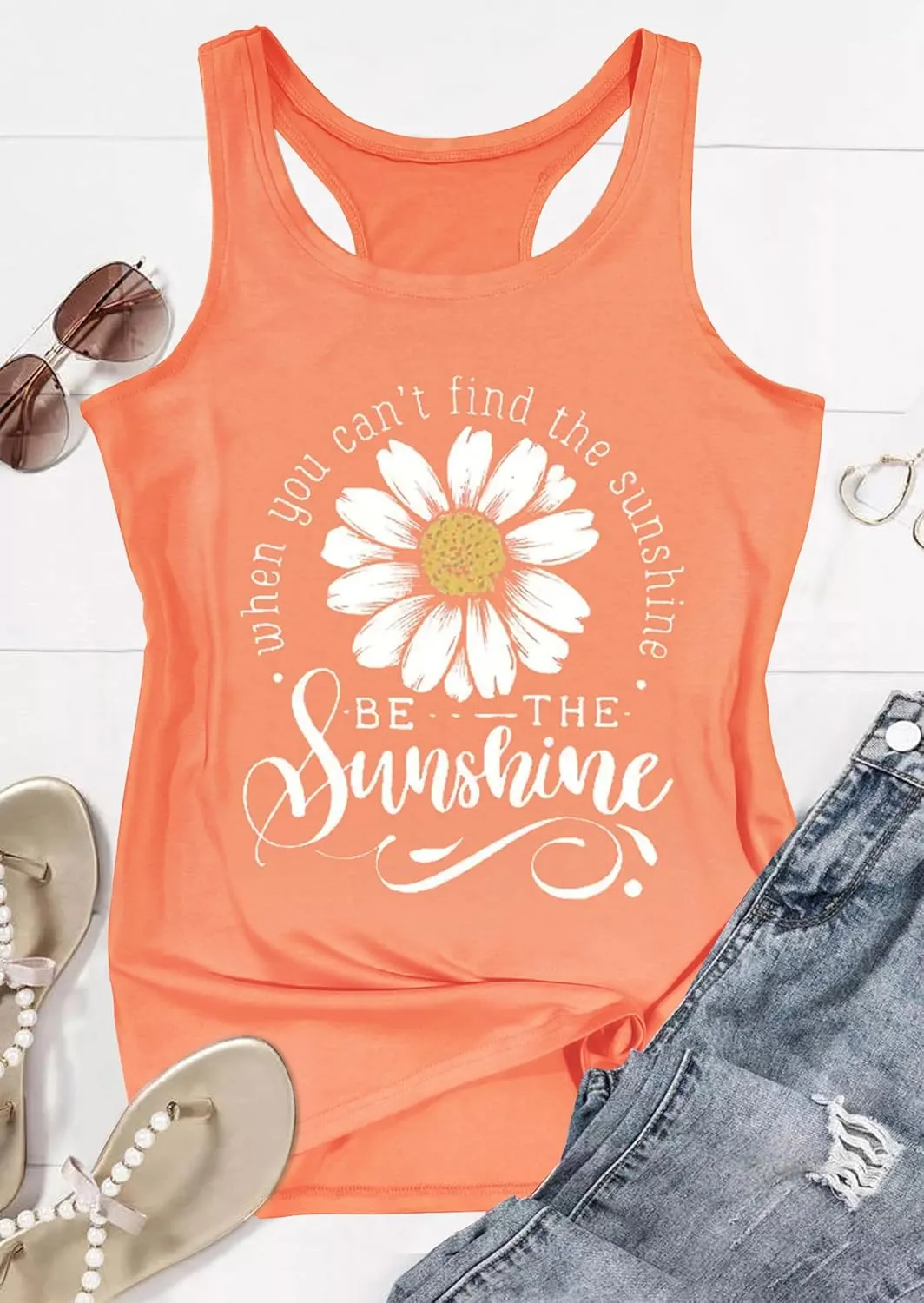 Womens Summer Casual Tank Tops Country Concert Tops Sunshine Beach Racerback T Shirts Cowgirl Tank Tops Cami