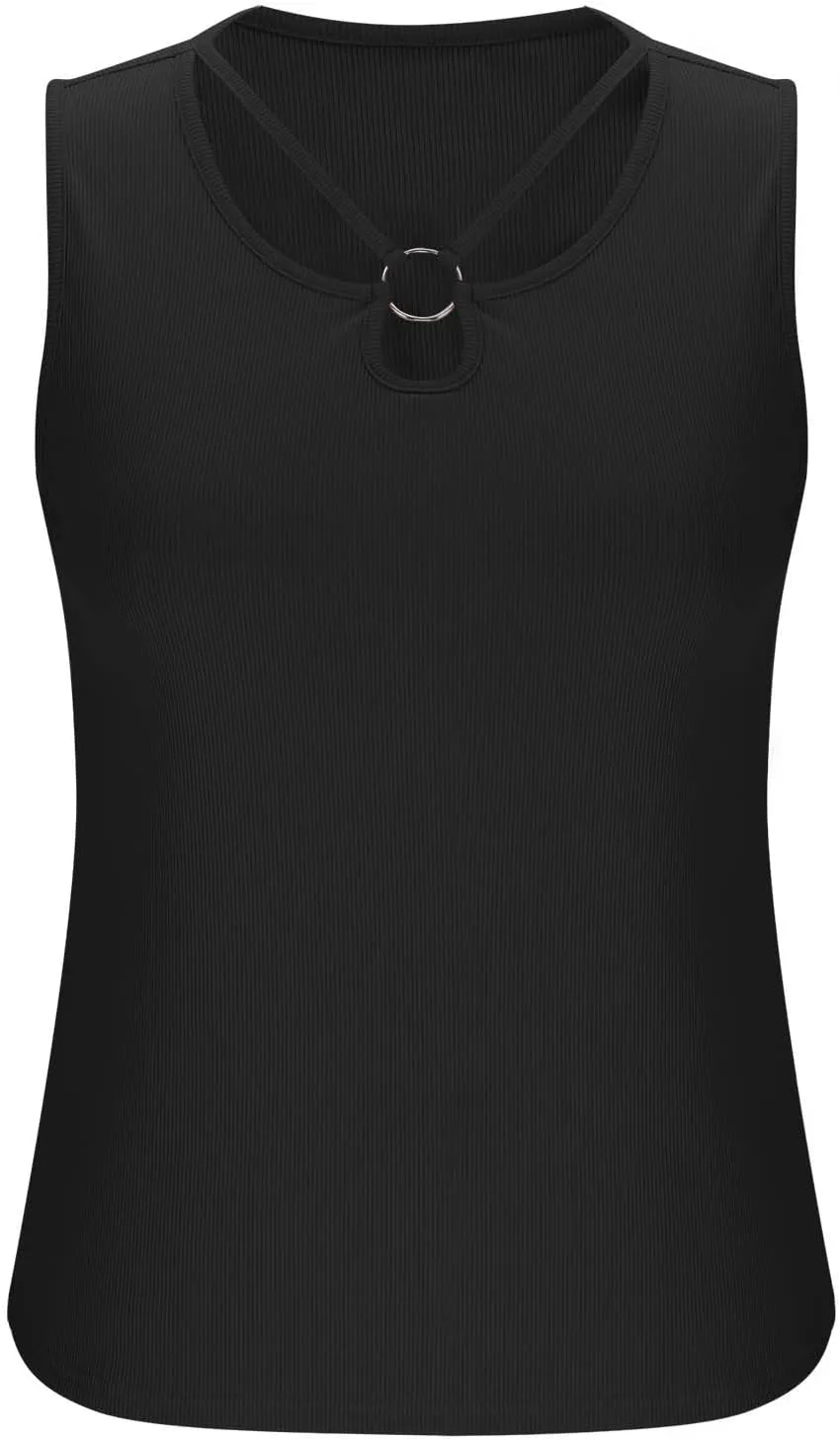 Womens Summer Tank Tops 2025 Cut Out Ring Keyhole Neck Sleeveless Cute Basic Tee Shirts Trendy Beach Vacation Clothes