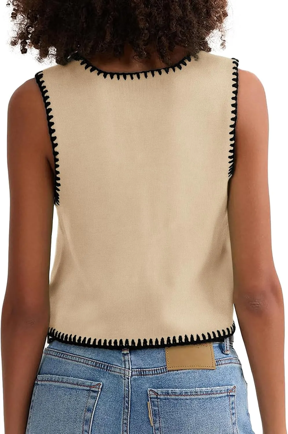 Womens Sweater Vest Sleeveless Button Down Tank Tops Spring Summer Cropped Cardigan 2025 Knit Top