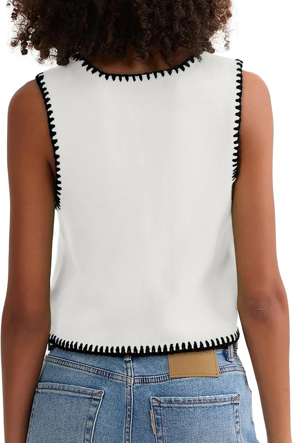 Womens Sweater Vest Sleeveless Button Down Tank Tops Spring Summer Cropped Cardigan 2025 Knit Top