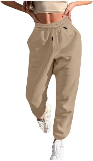 Womens Sweatpants Baggy High Waisted Fall Pants Cinch Bottom Joggers with Pockets Y2k Cotton Athletic Trousers