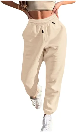 Womens Sweatpants Baggy High Waisted Fall Pants Cinch Bottom Joggers with Pockets Y2k Cotton Athletic Trousers