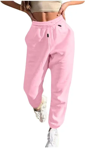 Womens Sweatpants Baggy High Waisted Fall Pants Cinch Bottom Joggers with Pockets Y2k Cotton Athletic Trousers
