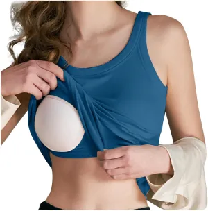Women's Tank Top Built in Bra Sleeveless Ribbed Summer Shirts Slim Fit Basic Tees Comfy Padded Yoga Athletic Tshirts
