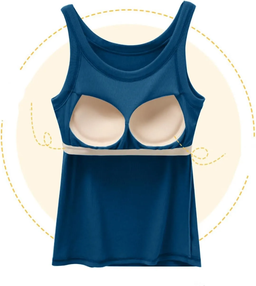 Women's Tank Top Built in Bra Sleeveless Ribbed Summer Shirts Slim Fit Basic Tees Comfy Padded Yoga Athletic Tshirts