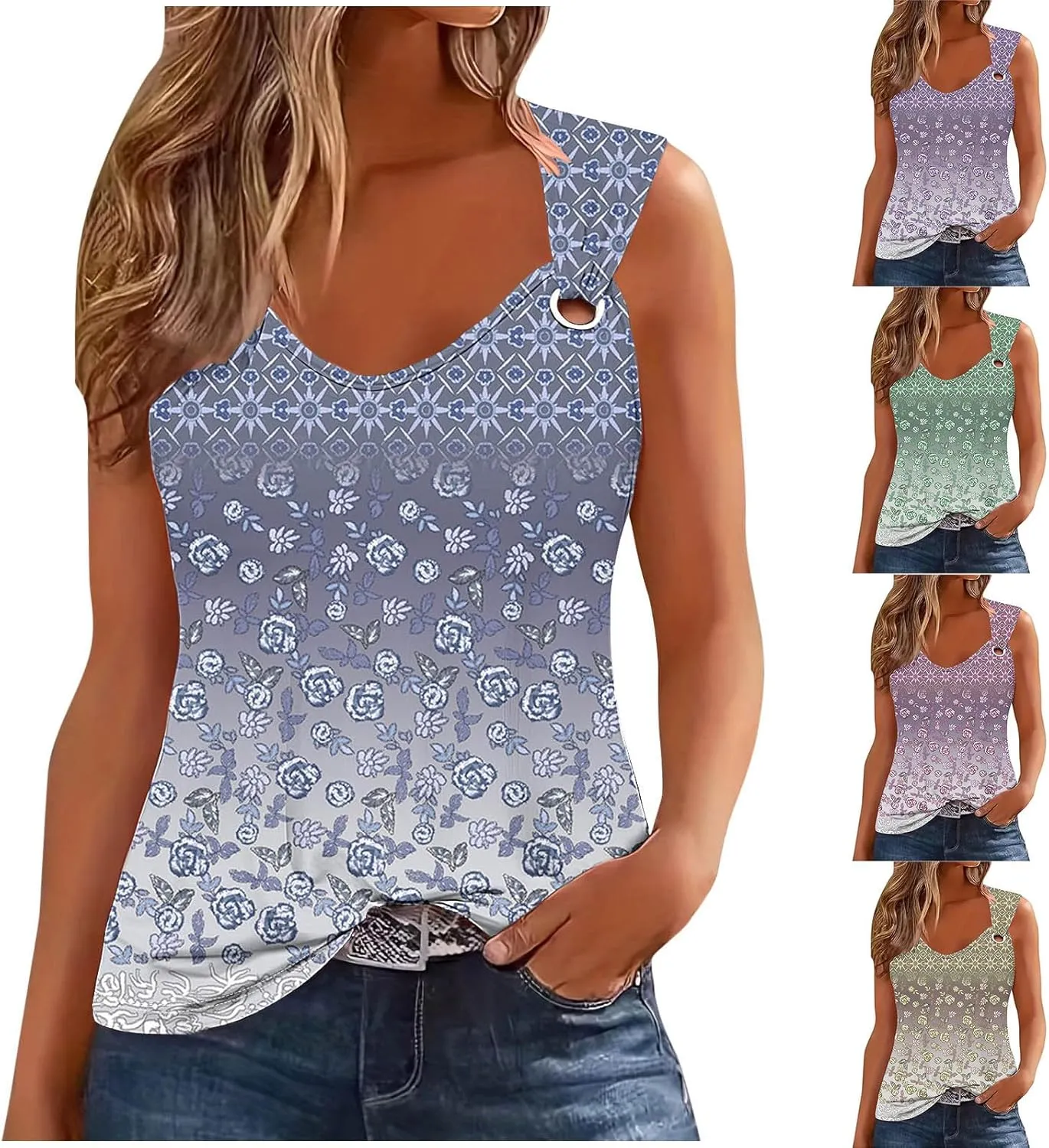 Womens Tank Tops 2025 Dressy Casual Sleeveless T Shirts Loose Comfy Camisole Trendy Cute Blouses Ladies Summer Top