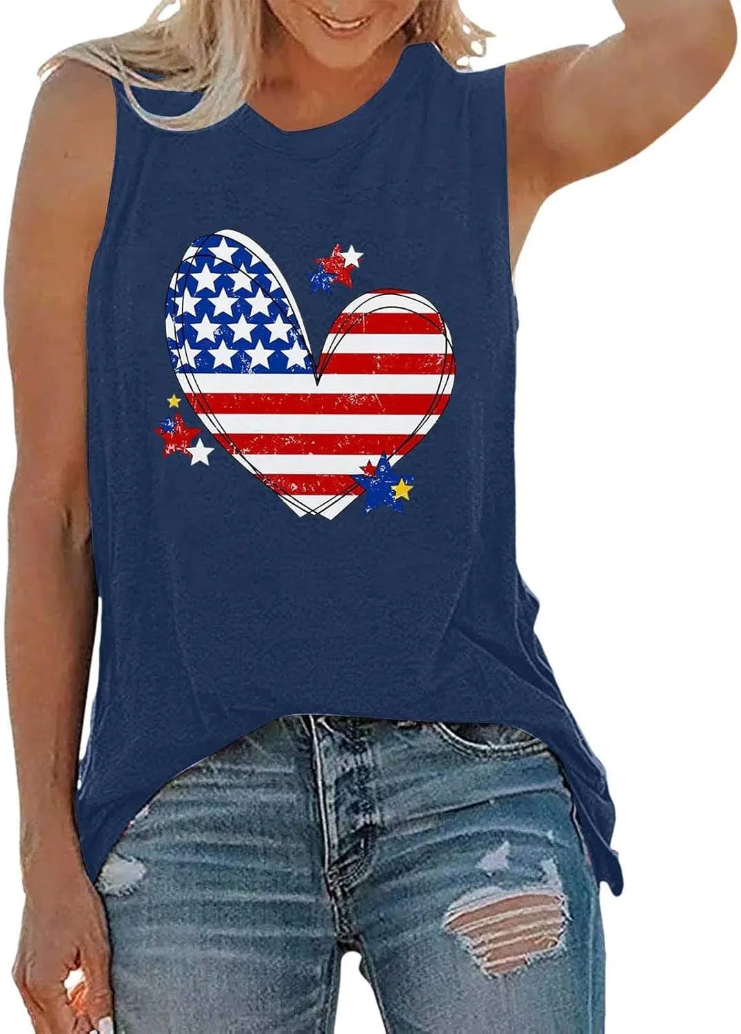 Womens Tank Tops Summer T Shirts Sleeveless Casual Loose Tunic Blouses