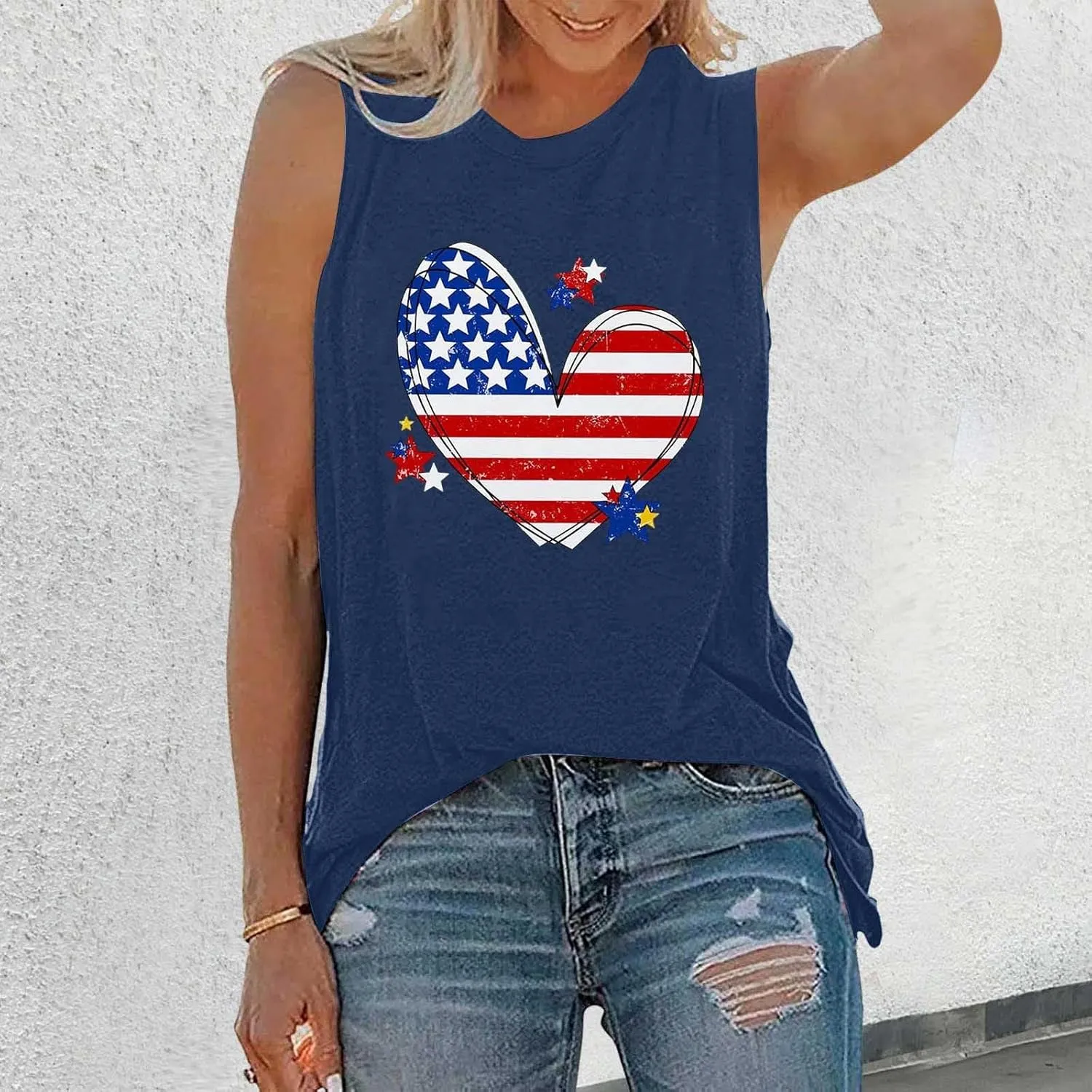Womens Tank Tops Summer T Shirts Sleeveless Casual Loose Tunic Blouses