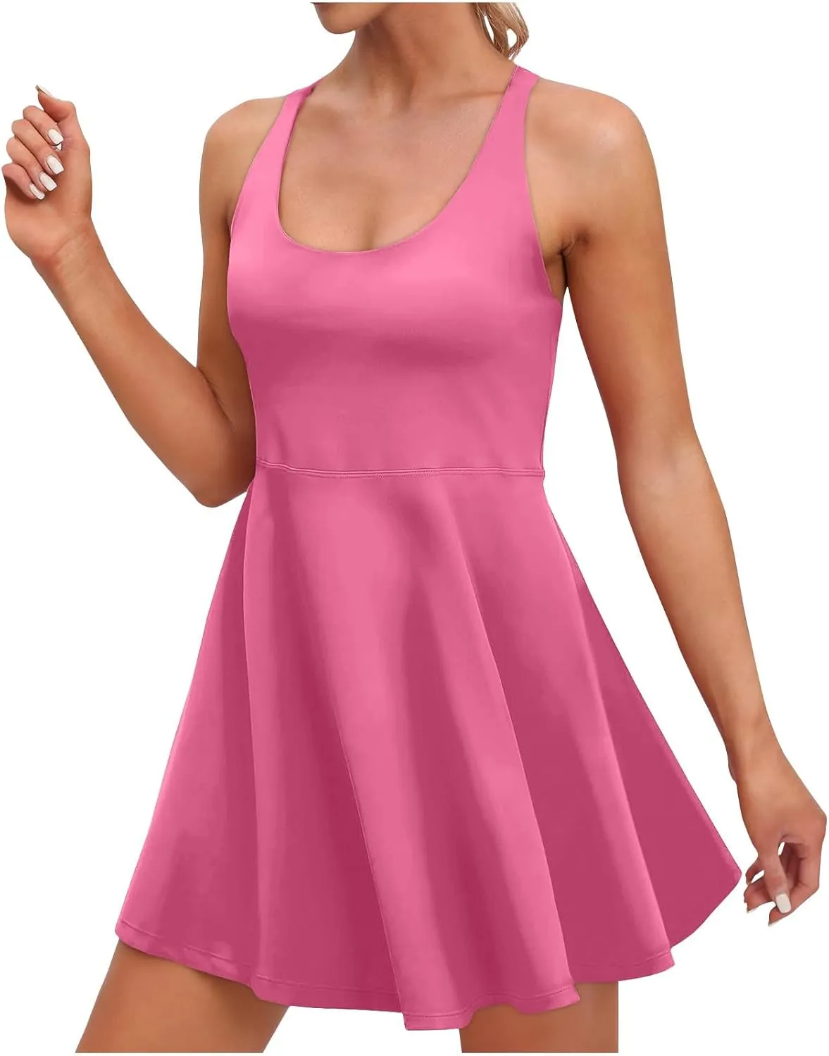 Womens Tennis Dress with Built in Shorts & Bra Adjustable Straps Athletic Workout Romper Dress Cute Mini Golf Dresses