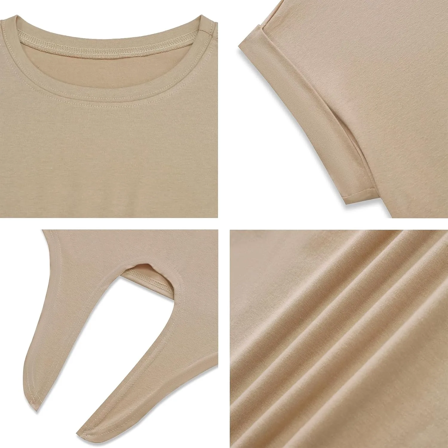 Womens Tie Knot Front Cropped T-Shirt Summer Casual Crew Neck Rolled Short Sleeve Crop Tops Tees