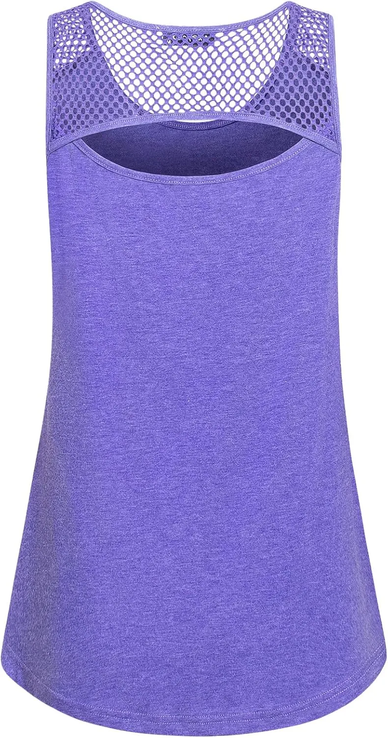 Womens Yoga Tops Activewear Workout Clothes Open Back Fitness Sleeveless Tank Tops