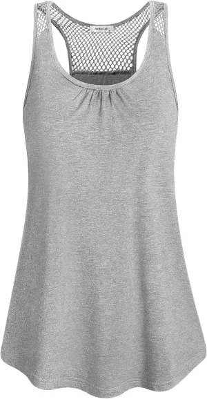 Womens Yoga Tops Activewear Workout Clothes Open Back Fitness Sleeveless Tank Tops