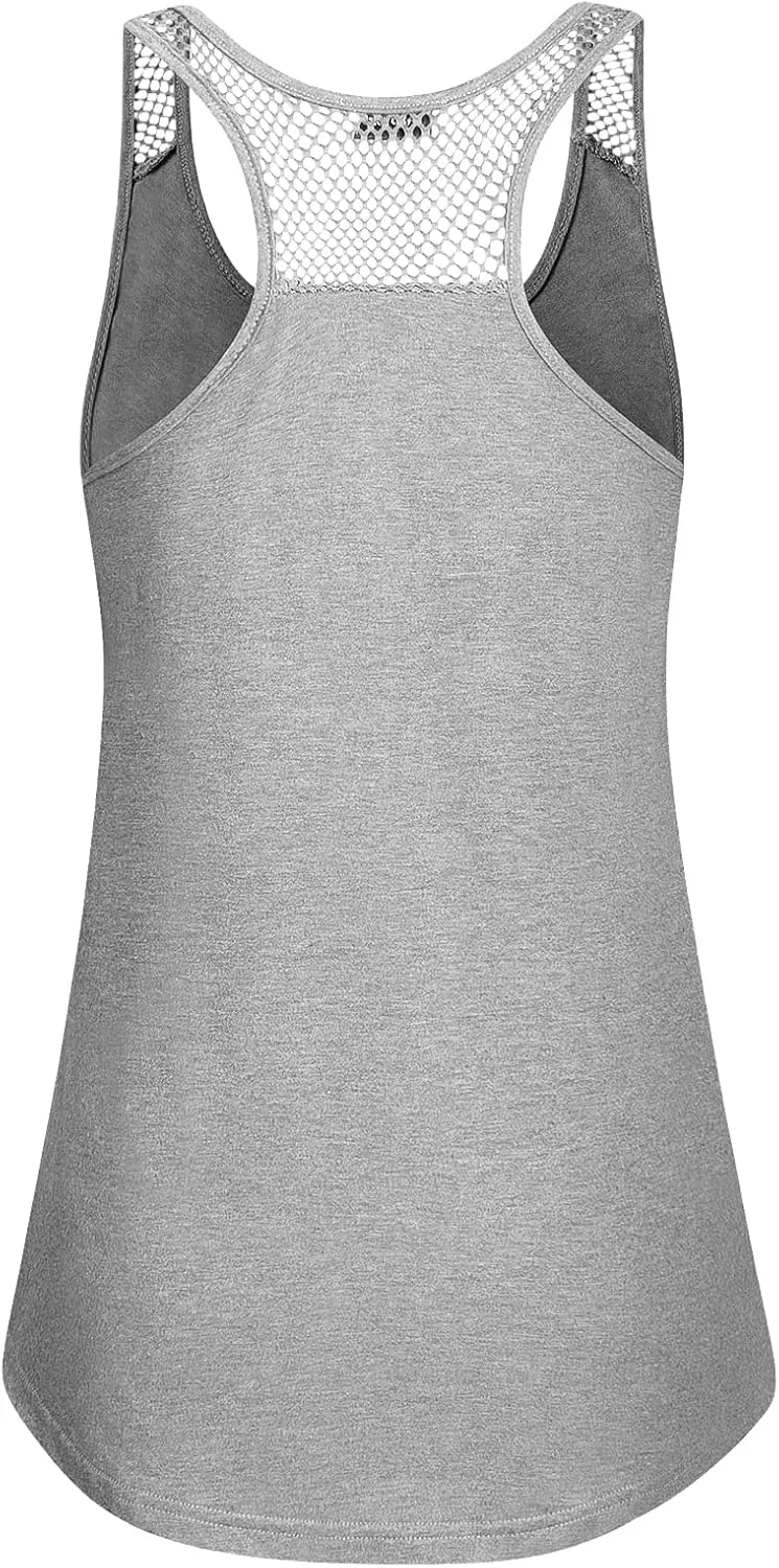 Womens Yoga Tops Activewear Workout Clothes Open Back Fitness Sleeveless Tank Tops