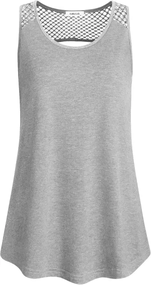 Womens Yoga Tops Activewear Workout Clothes Open Back Fitness Sleeveless Tank Tops