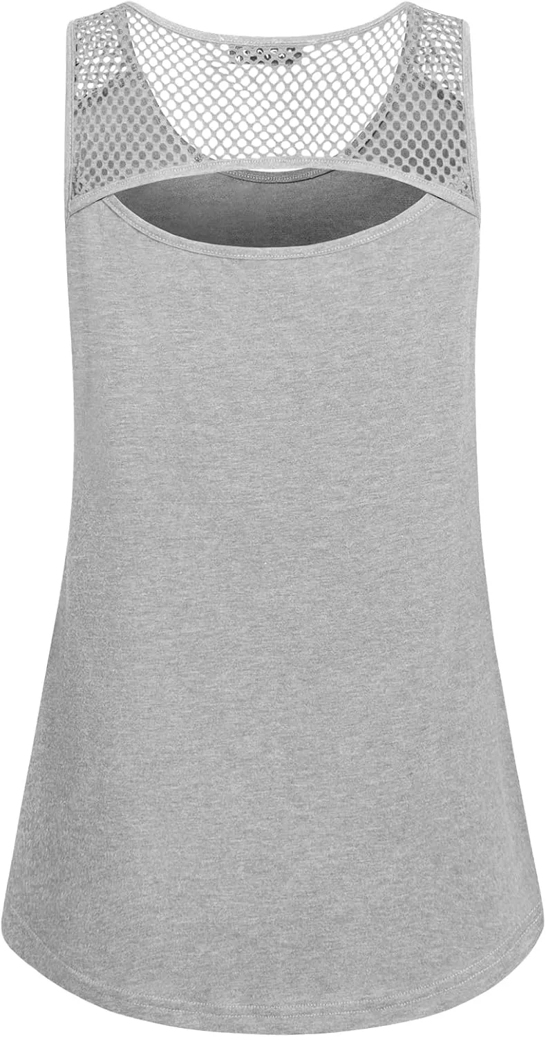 Womens Yoga Tops Activewear Workout Clothes Open Back Fitness Sleeveless Tank Tops