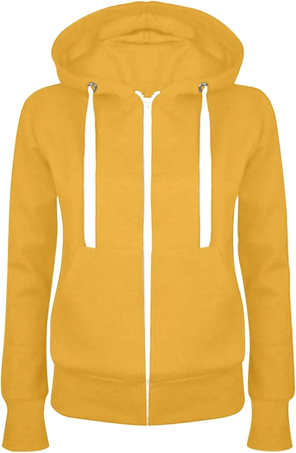 Womens Zip Up Drawstring Solid Jackets Long Sleeve Loose Hoodies Oversized Comfy Hooded Sweatshirt Fall Pullover Tops