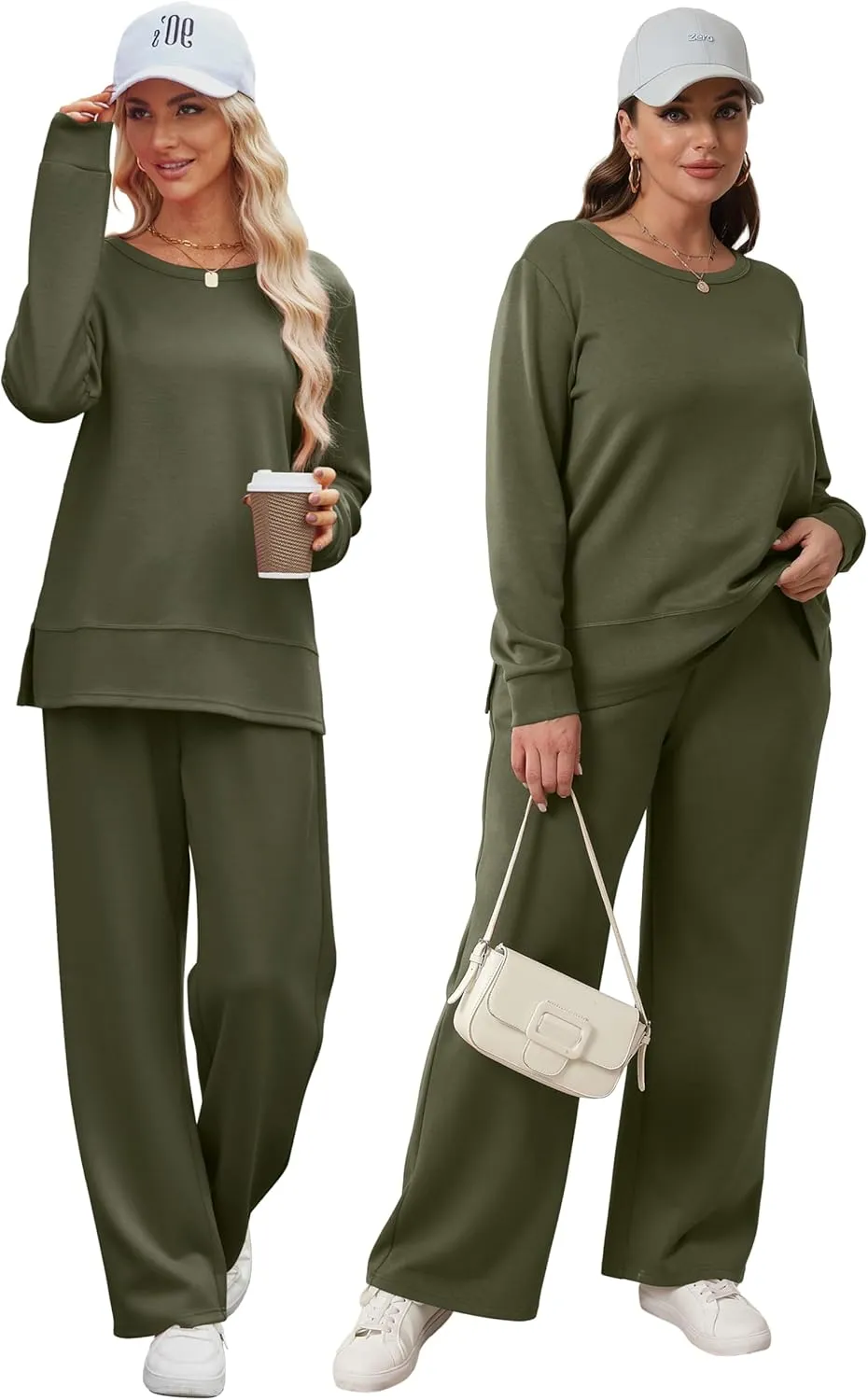 XIEERDUO Women's 2 Piece Lounge Sets Casual Fall Travel Outfits Fashion Wide Leg Tracksuit Cozy Sweatsuits S-3XL
