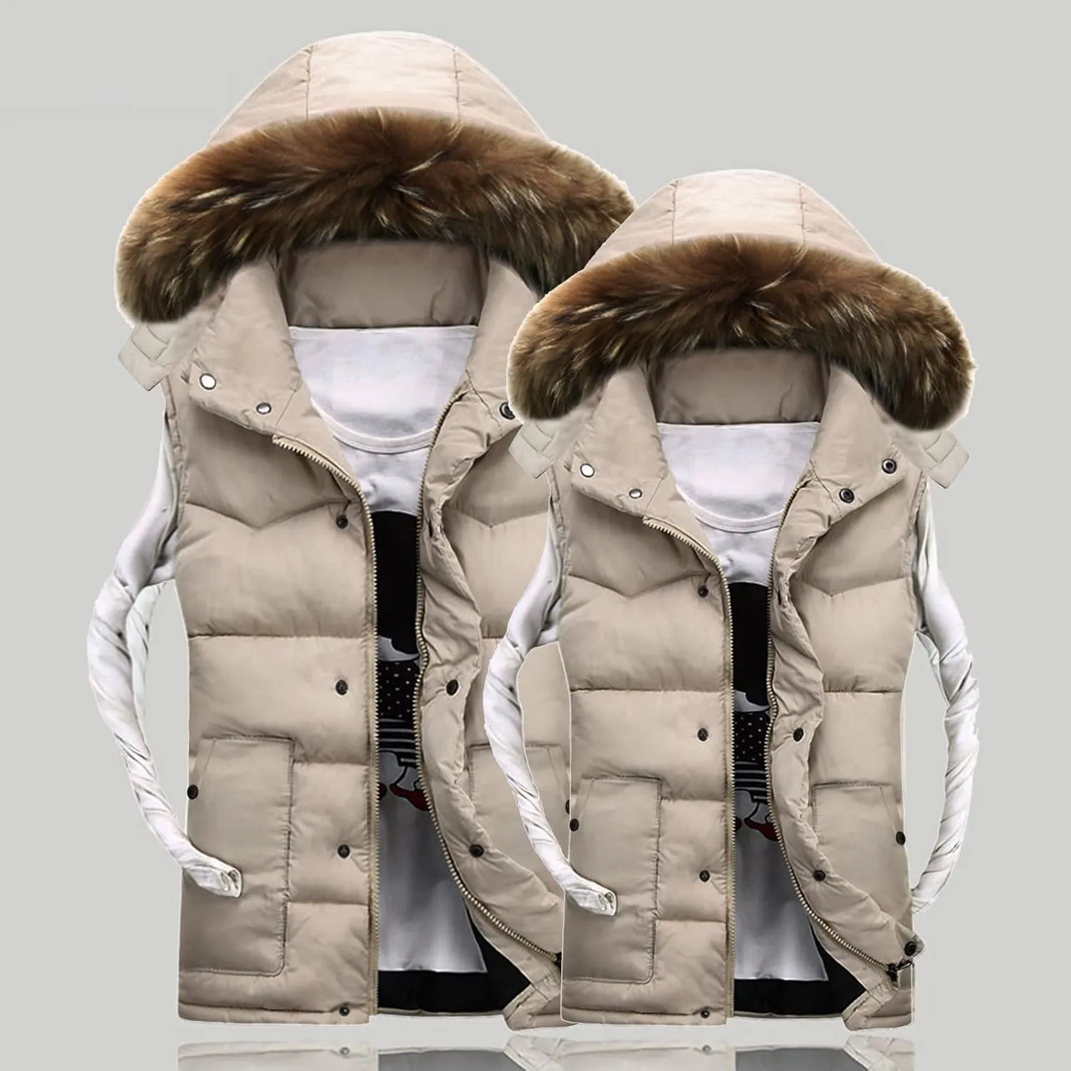 Ymosrh Coats for Men Men's Autumn Winter Zipper Fashion Color Waistcoat Vest Top Coat Mens Coats and Jackets Stylish