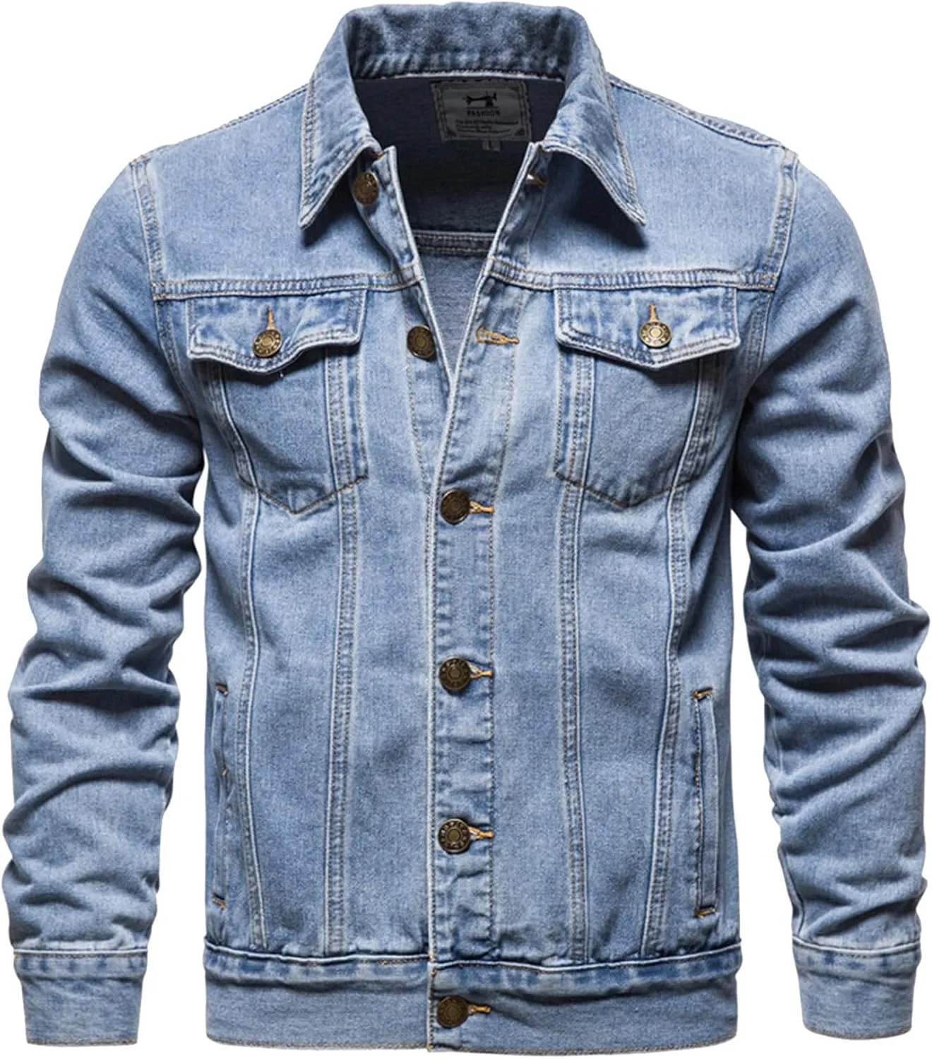Ymosrh Men's Fall Jackets Casual Denim Long Sleeve Lightweight Trucker Jackets Fashion Jean Coat with Pockets Jacket