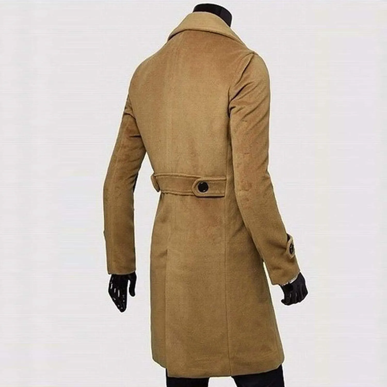 Ymosrh Mens Winter Jackets Men Slim Stylish Trench Coat Double Breasted Long Jacket Coat Leather Jacket