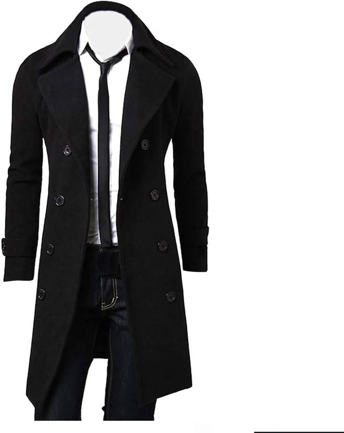 Ymosrh Mens Winter Jackets Men Slim Stylish Trench Coat Double Breasted Long Jacket Coat Leather Jacket
