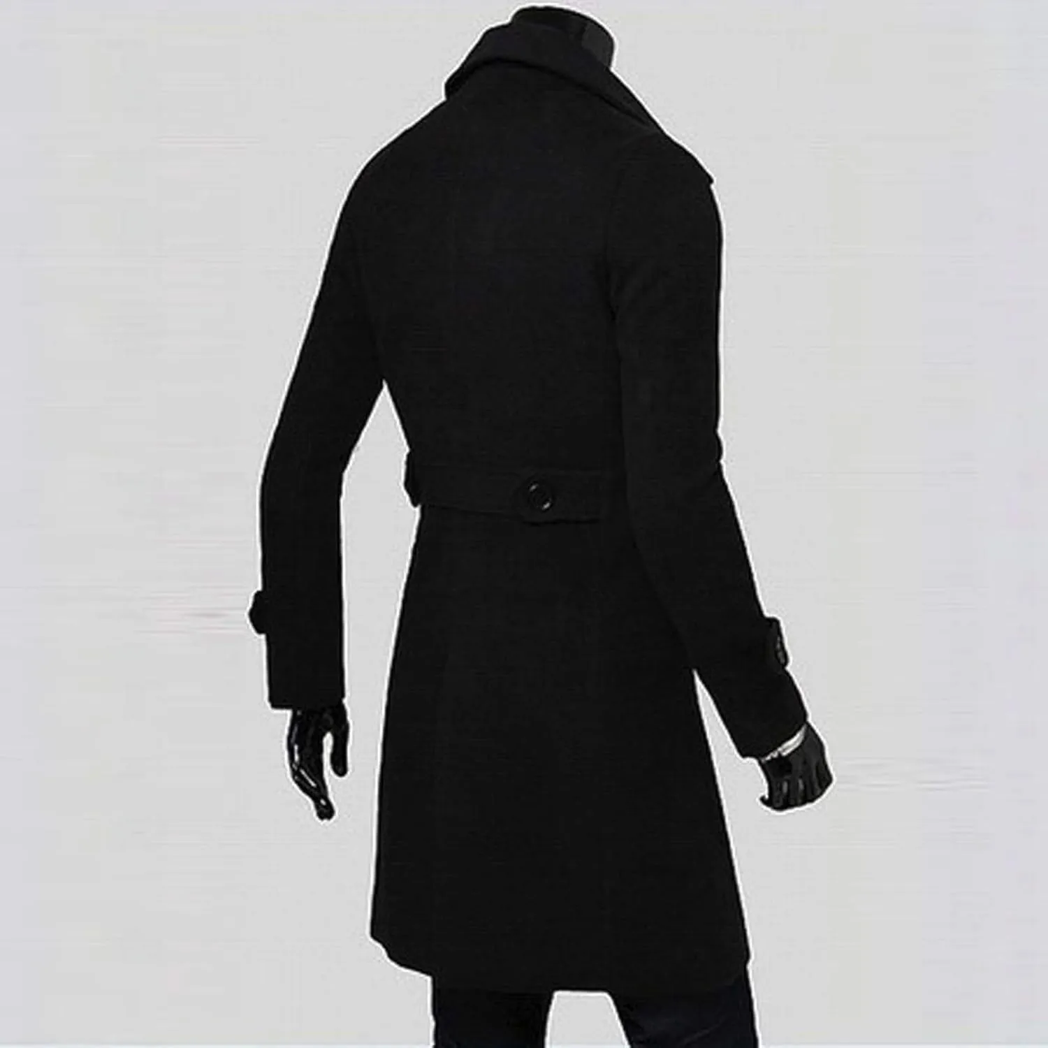 Ymosrh Mens Winter Jackets Men Slim Stylish Trench Coat Double Breasted Long Jacket Coat Leather Jacket