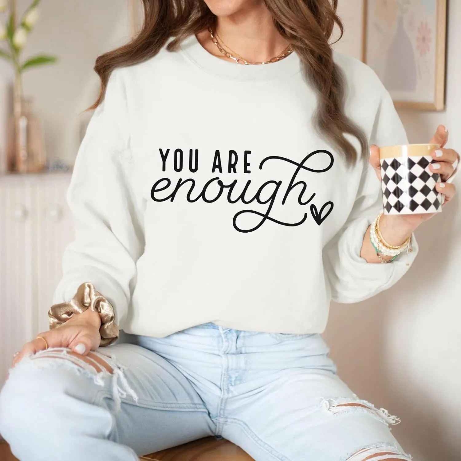 You Are Enough Sweatshirts for Women Dear Person Behind Me Hoodie Mental Health Inspirational Shirts Pullover Tops