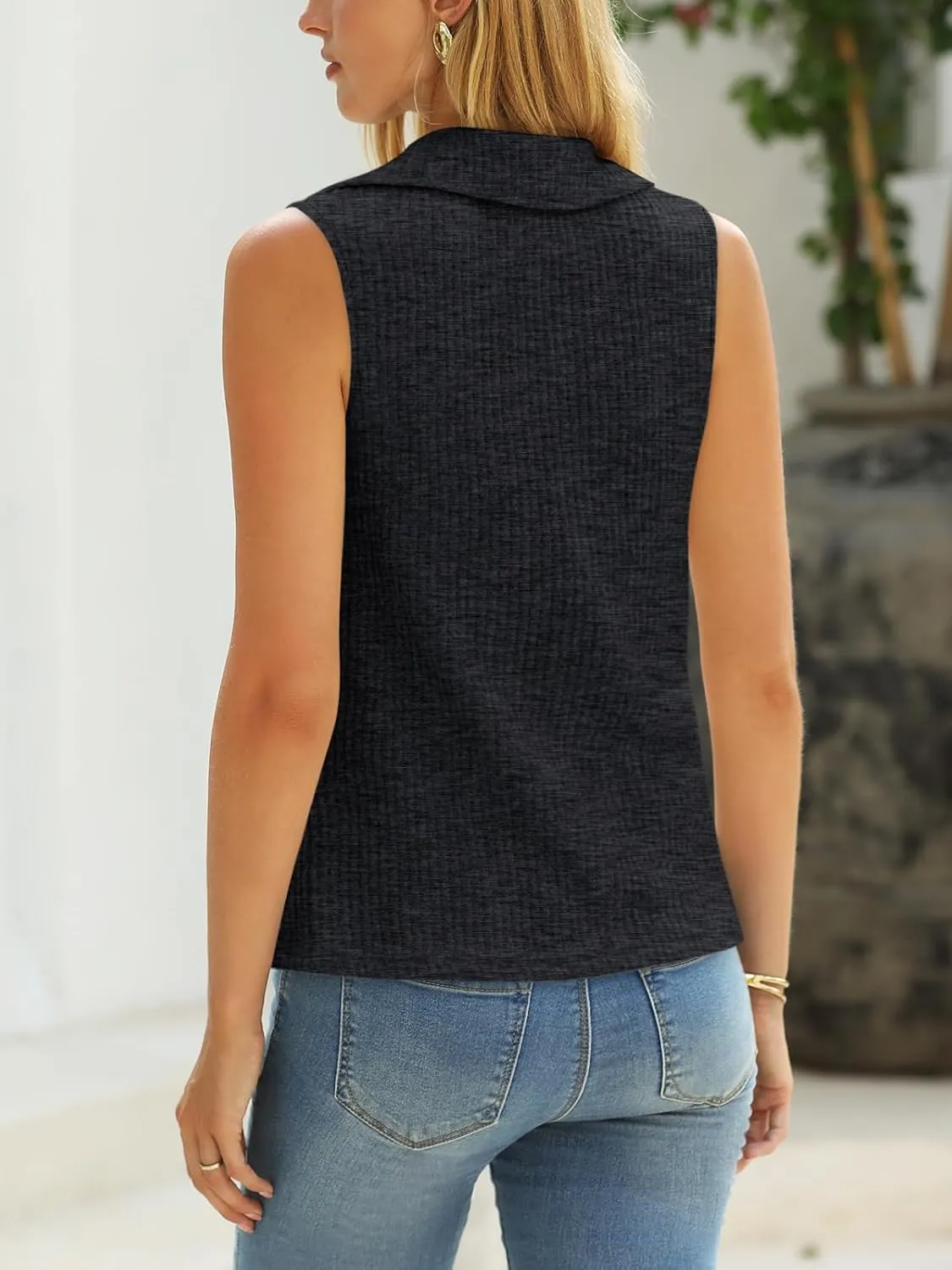 Yousify Women's Knit Tank Tops 2025 Summer V Neck Button Down Sweater Vest Casual Sleeveless Top