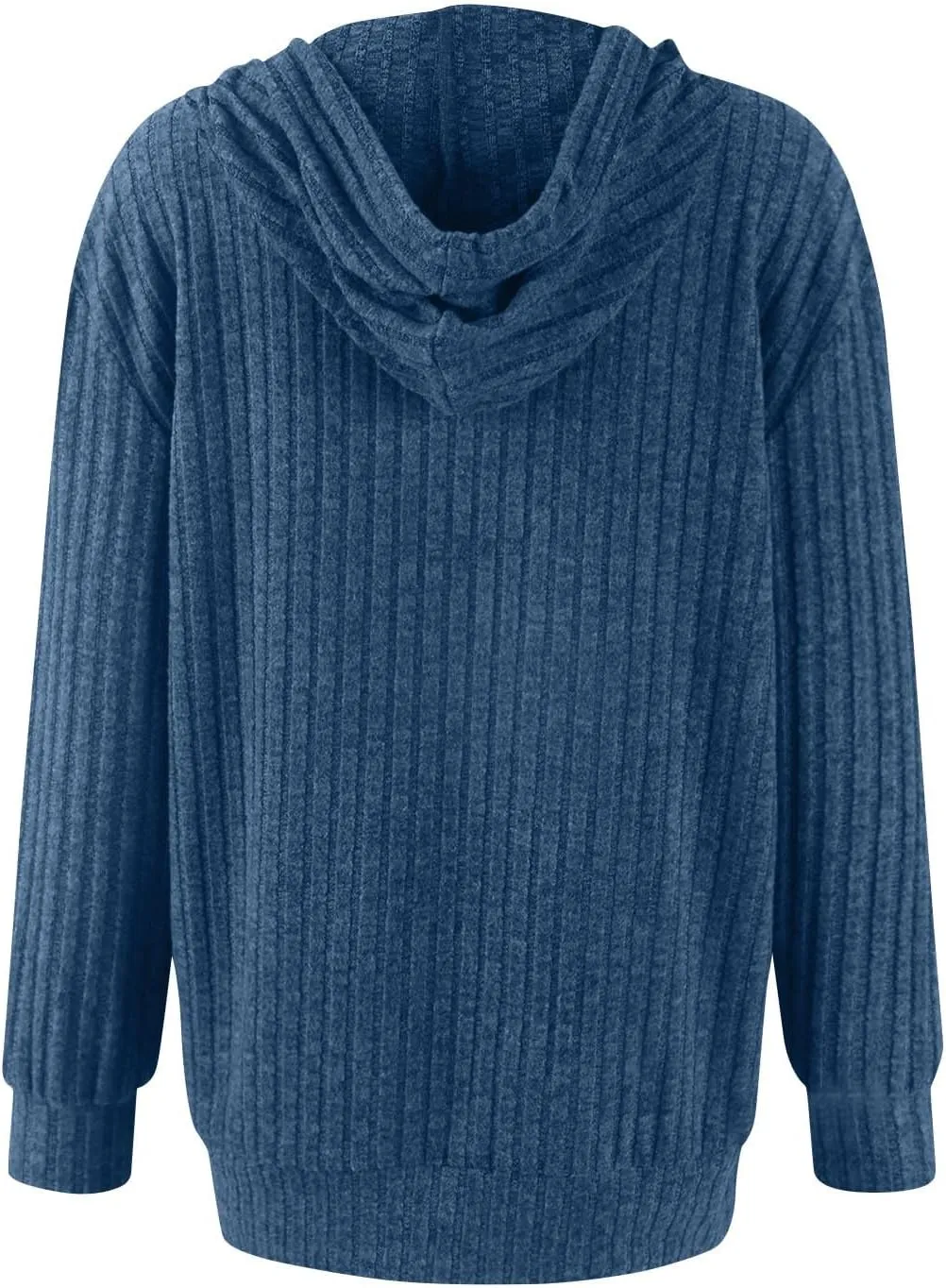 Zip Up Hoodie Women Lightweight Ribbed Knit Sweater Hoodie Cozy Long Sleeve Sweater Tops Fall Sweater with Pocket