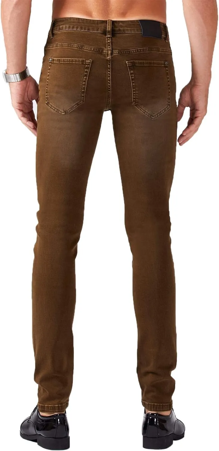 ZLZ Jeans Pants Slim Fit, Younger-Looking Fashionable Colorful Comfy Stretch Jeans Pants for Men, Skinny Jeans Stretch Fit 