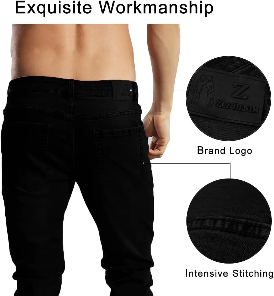 ZLZ Jeans Pants Slim Fit, Younger-Looking Fashionable Colorful Comfy Stretch Jeans Pants for Men, Skinny Jeans Stretch Fit 