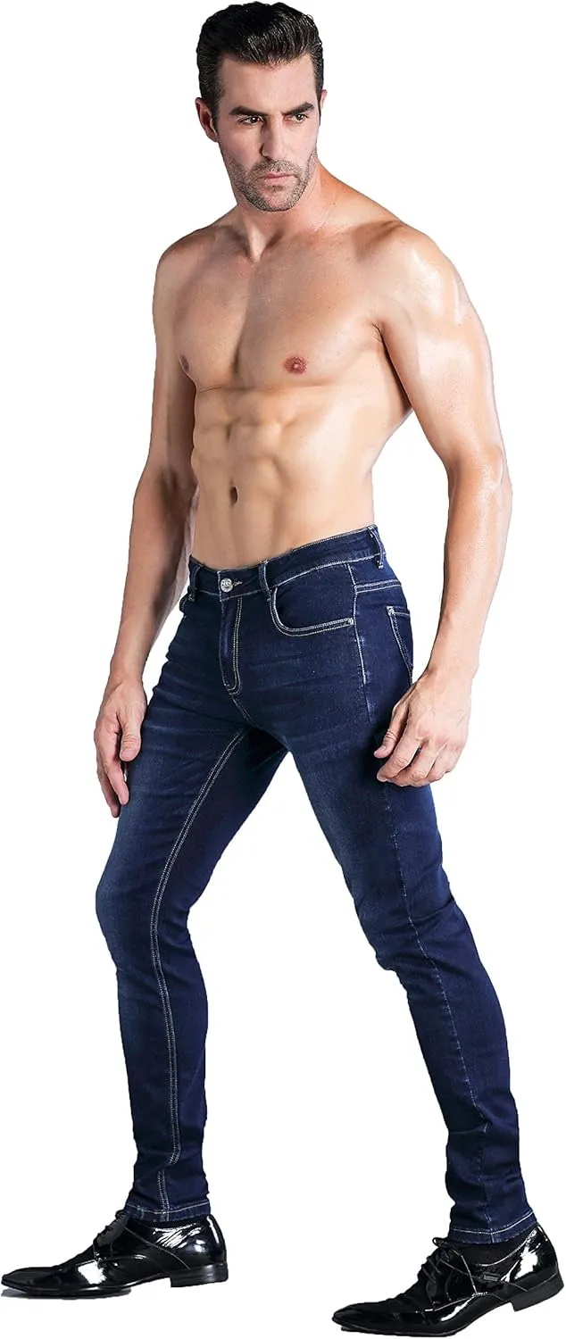 ZLZ Jeans Pants Slim Fit, Younger-Looking Fashionable Colorful Comfy Stretch Jeans Pants for Men, Skinny Jeans Stretch Fit 