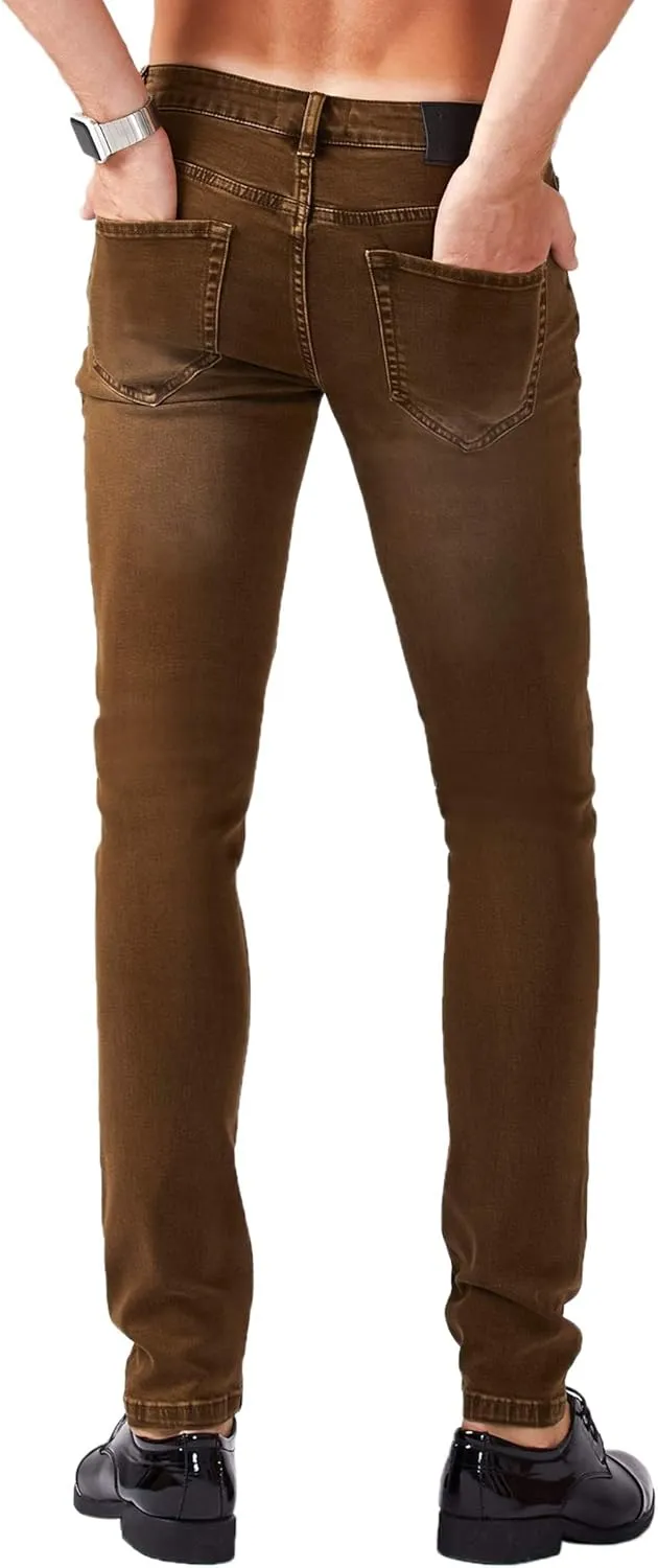 ZLZ Jeans Pants Slim Fit, Younger-Looking Fashionable Colorful Comfy Stretch Jeans Pants for Men, Skinny Jeans Stretch Fit 