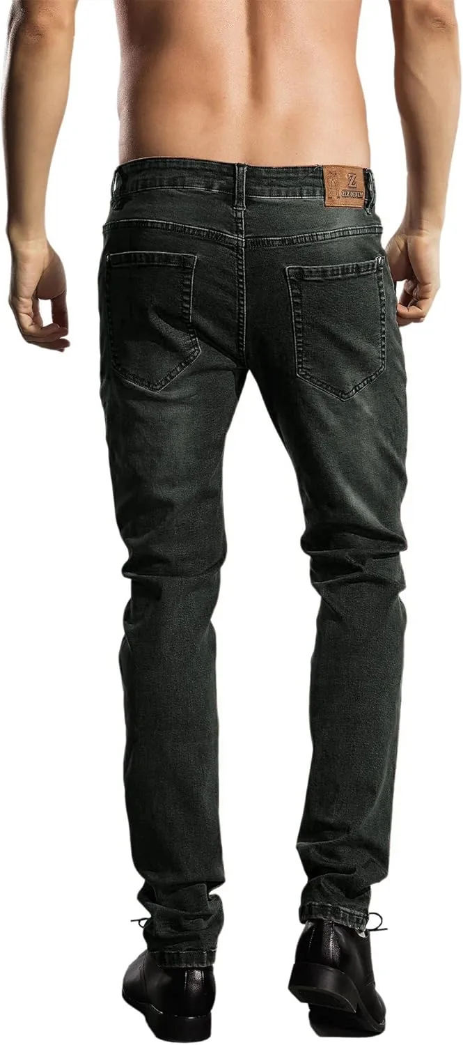ZLZ Jeans Pants Slim Fit, Younger-Looking Fashionable Colorful Comfy Stretch Jeans Pants for Men, Skinny Jeans Stretch Fit 