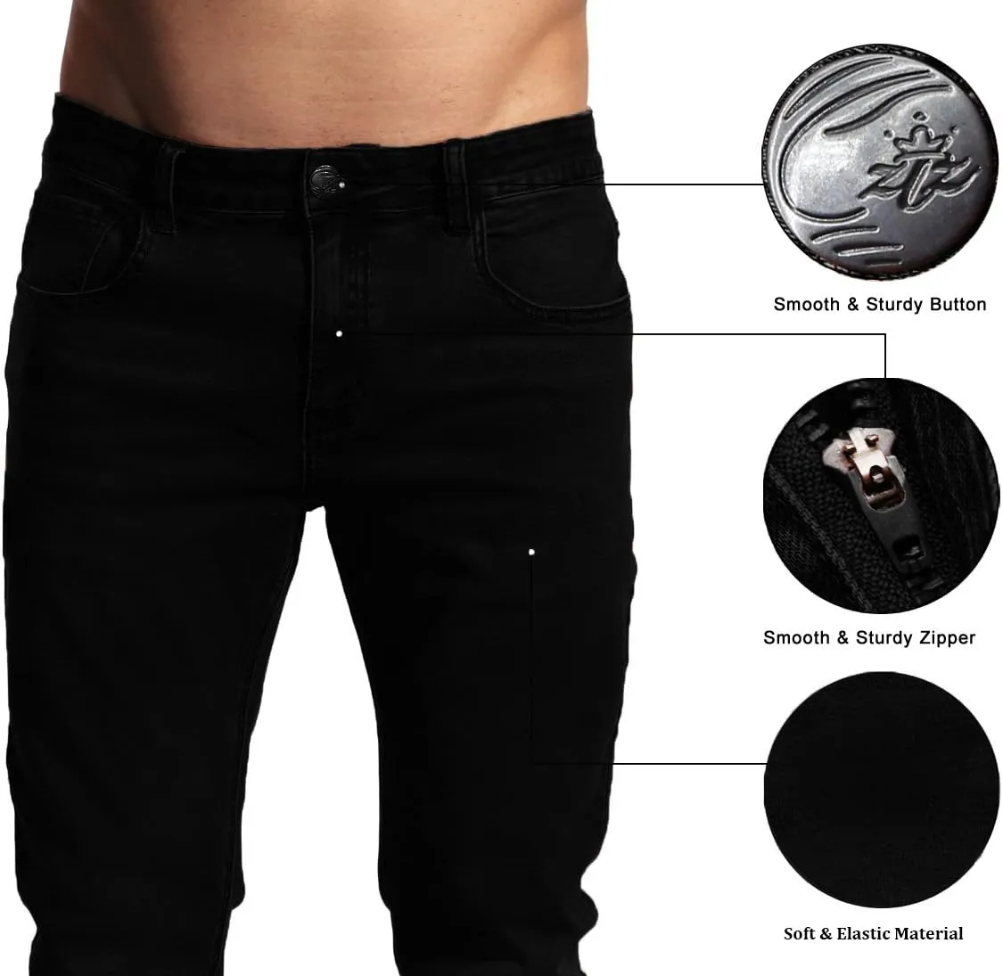 ZLZ Jeans Pants Slim Fit, Younger-Looking Fashionable Colorful Comfy Stretch Jeans Pants for Men, Skinny Jeans Stretch Fit 