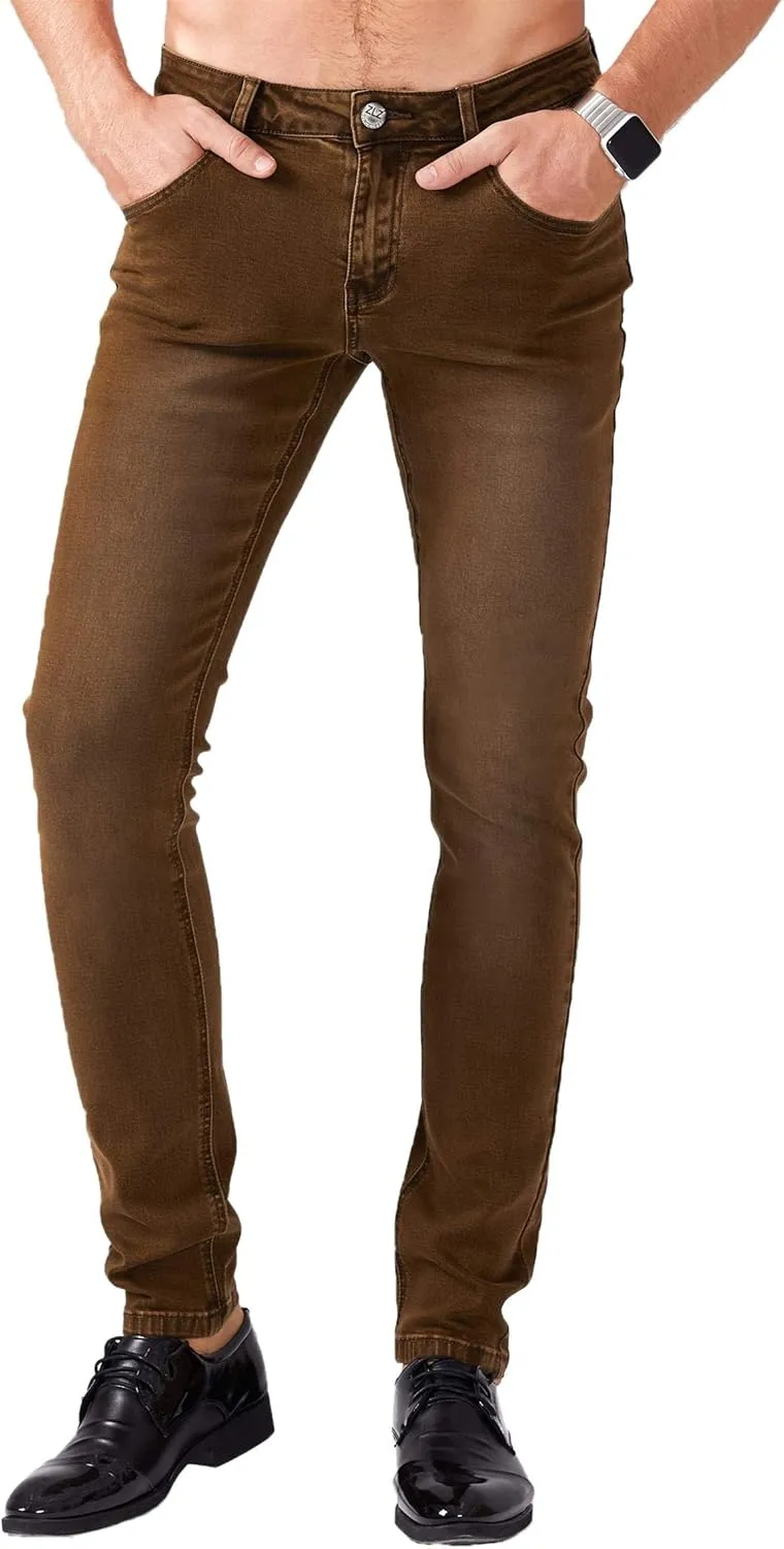 ZLZ Jeans Pants Slim Fit, Younger-Looking Fashionable Colorful Comfy Stretch Jeans Pants for Men, Skinny Jeans Stretch Fit 