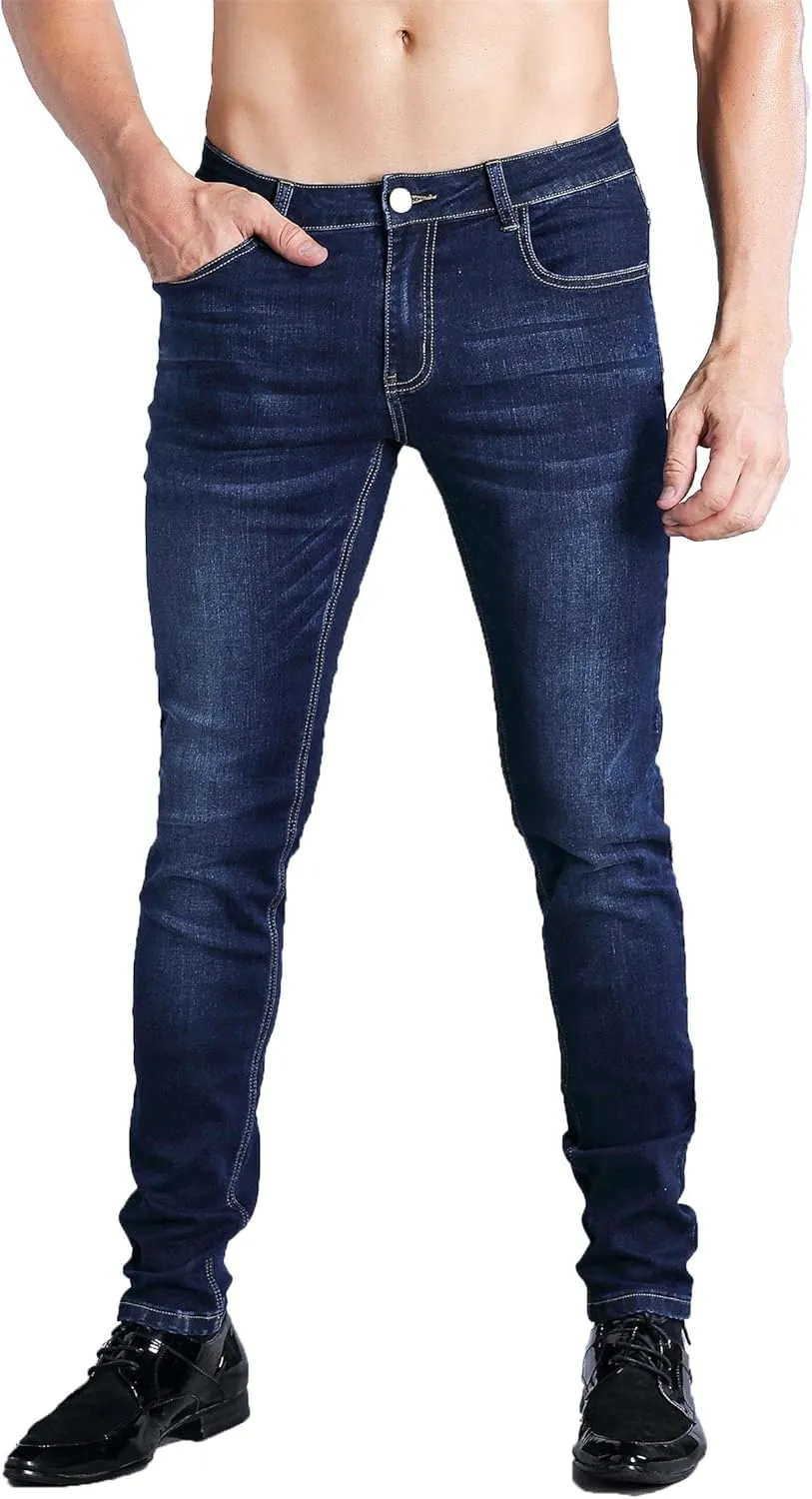 ZLZ Jeans Pants Slim Fit, Younger-Looking Fashionable Colorful Comfy Stretch Jeans Pants for Men, Skinny Jeans Stretch Fit 