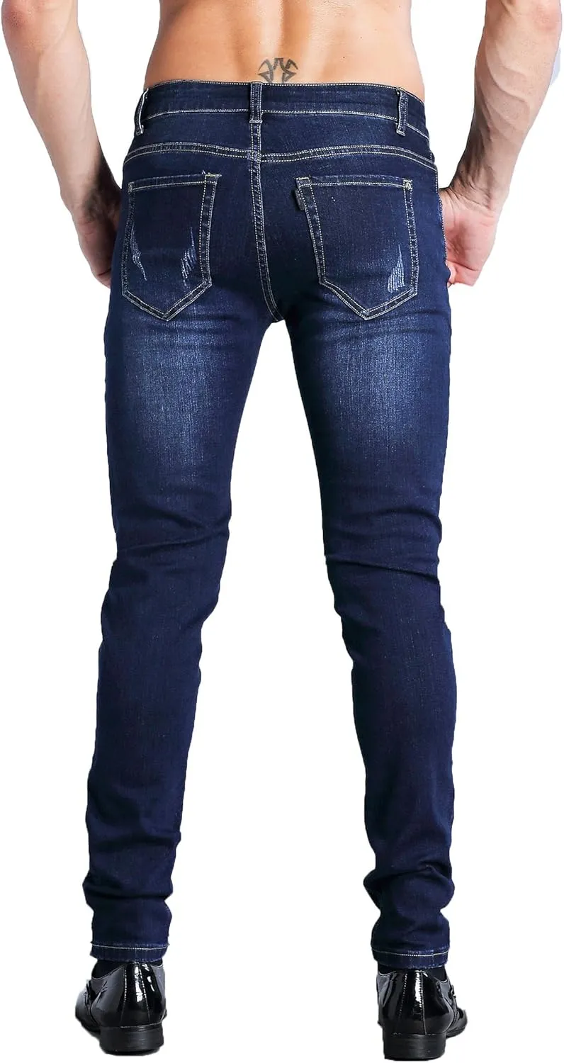 ZLZ Jeans Pants Slim Fit, Younger-Looking Fashionable Colorful Comfy Stretch Jeans Pants for Men, Skinny Jeans Stretch Fit 