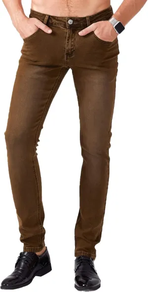 ZLZ Jeans Pants Slim Fit, Younger-Looking Fashionable Colorful Comfy Stretch Jeans Pants for Men, Skinny Jeans Stretch Fit 