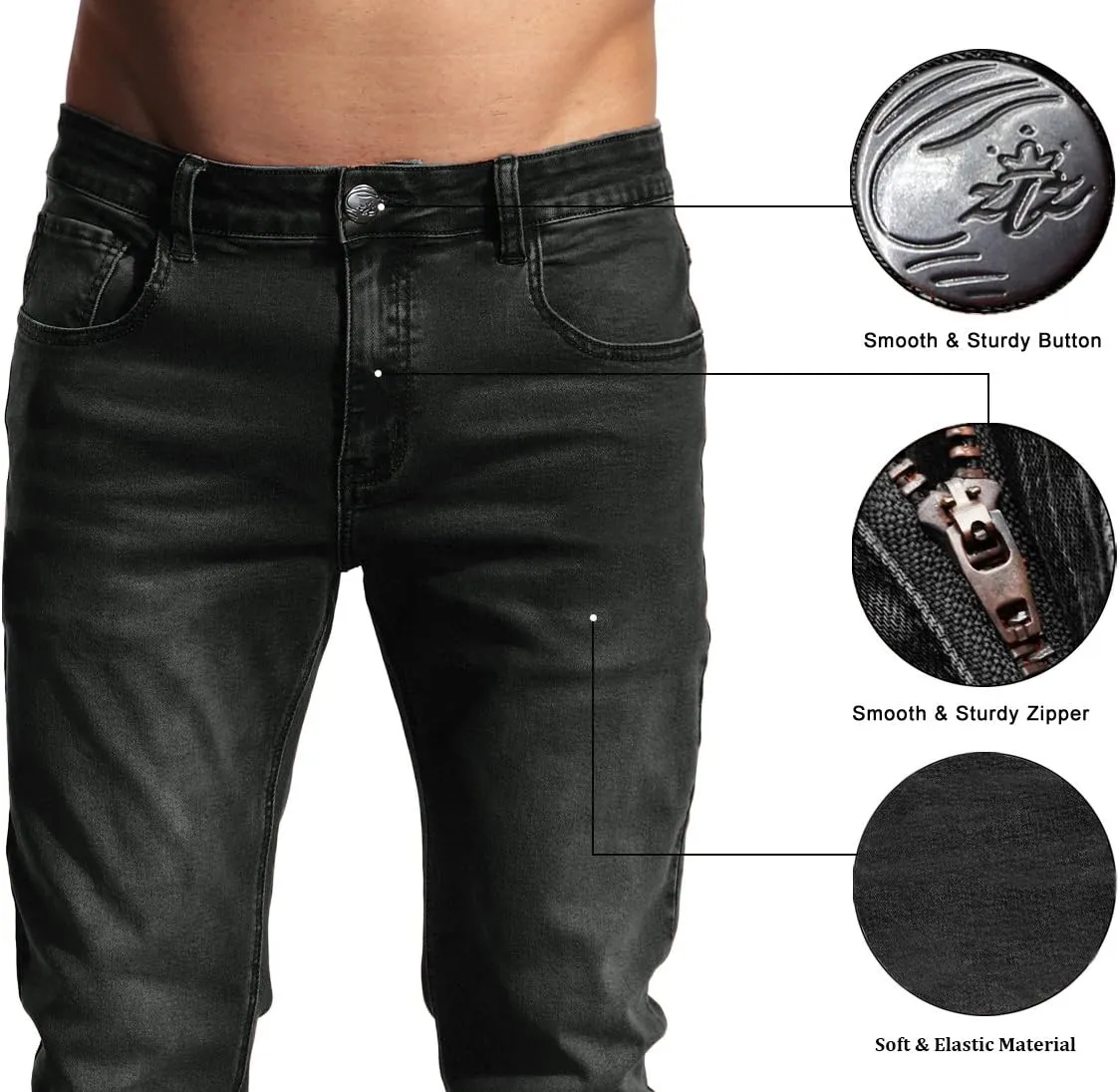 ZLZ Jeans Pants Slim Fit, Younger-Looking Fashionable Colorful Comfy Stretch Jeans Pants for Men, Skinny Jeans Stretch Fit 