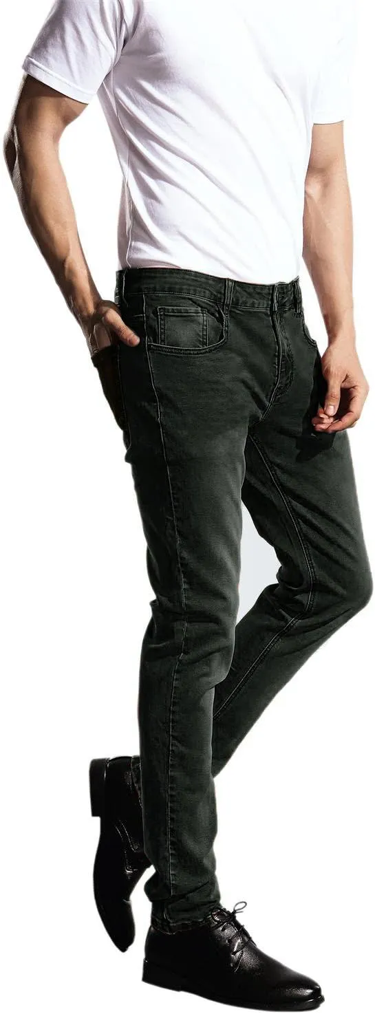 ZLZ Jeans Pants Slim Fit, Younger-Looking Fashionable Colorful Comfy Stretch Jeans Pants for Men, Skinny Jeans Stretch Fit 