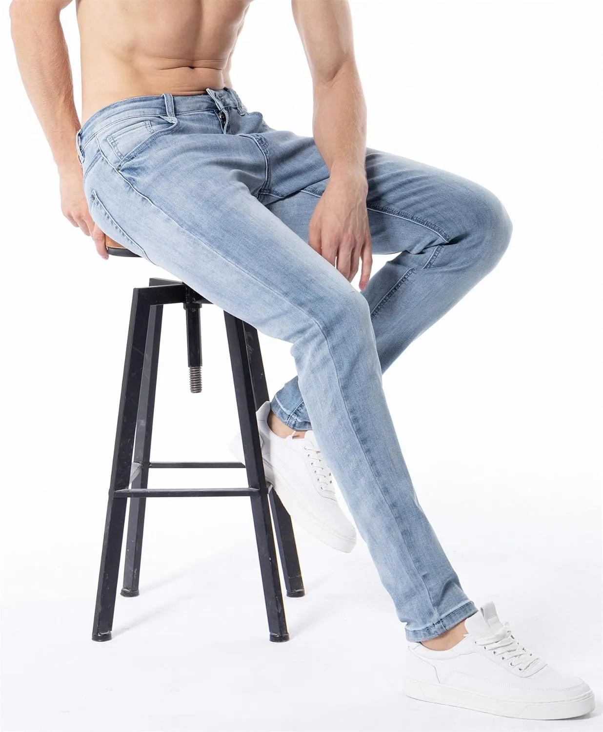 ZLZ Jeans Pants Slim Fit, Younger-Looking Fashionable Colorful Comfy Stretch Jeans Pants for Men, Skinny Jeans Stretch Fit 